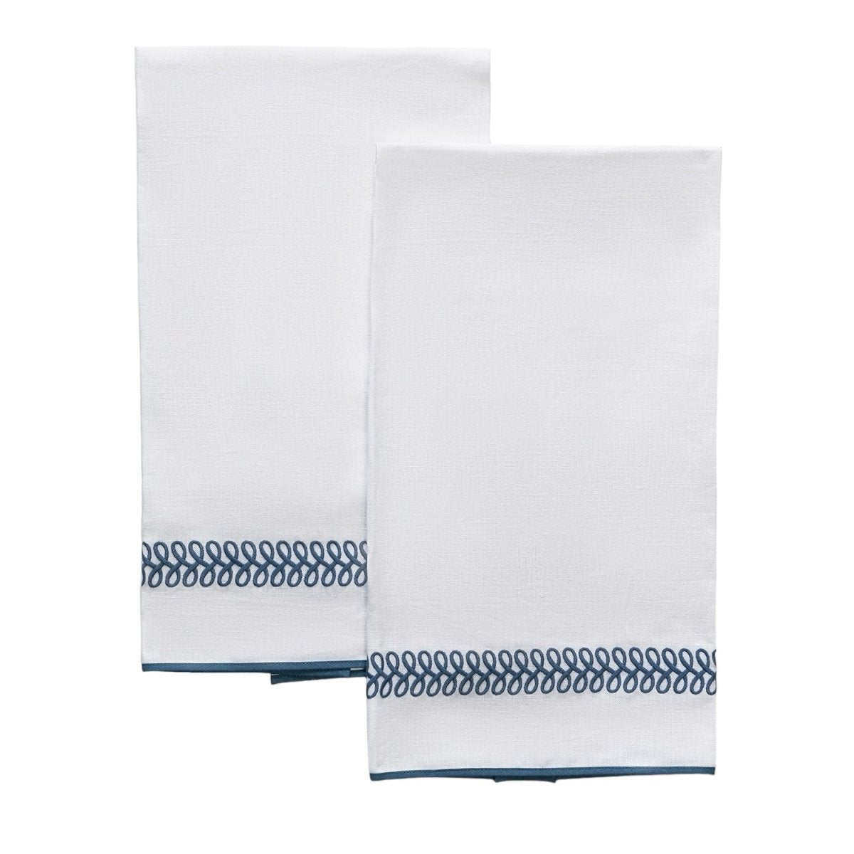 Fingertip Towels - Astor Braid Indigo Blue Guest Towels by Matouk Schumacher