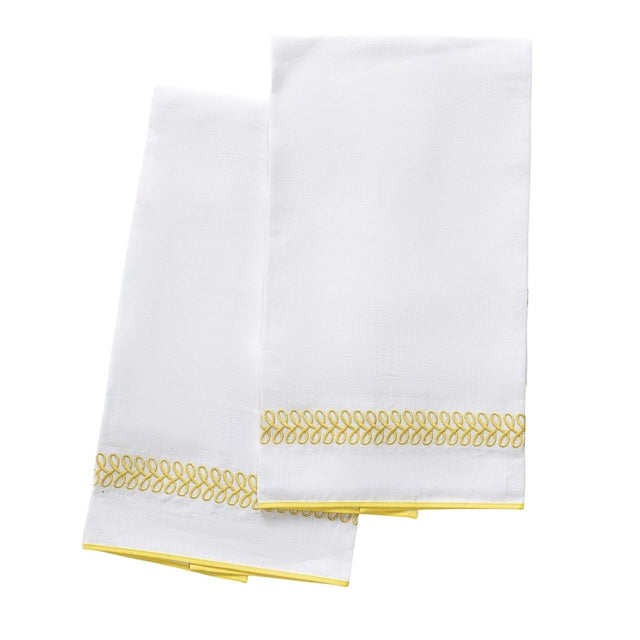 Fingertip Towels - Astor Braid Lemon Yellow Guest Towels by Matouk Schumacher