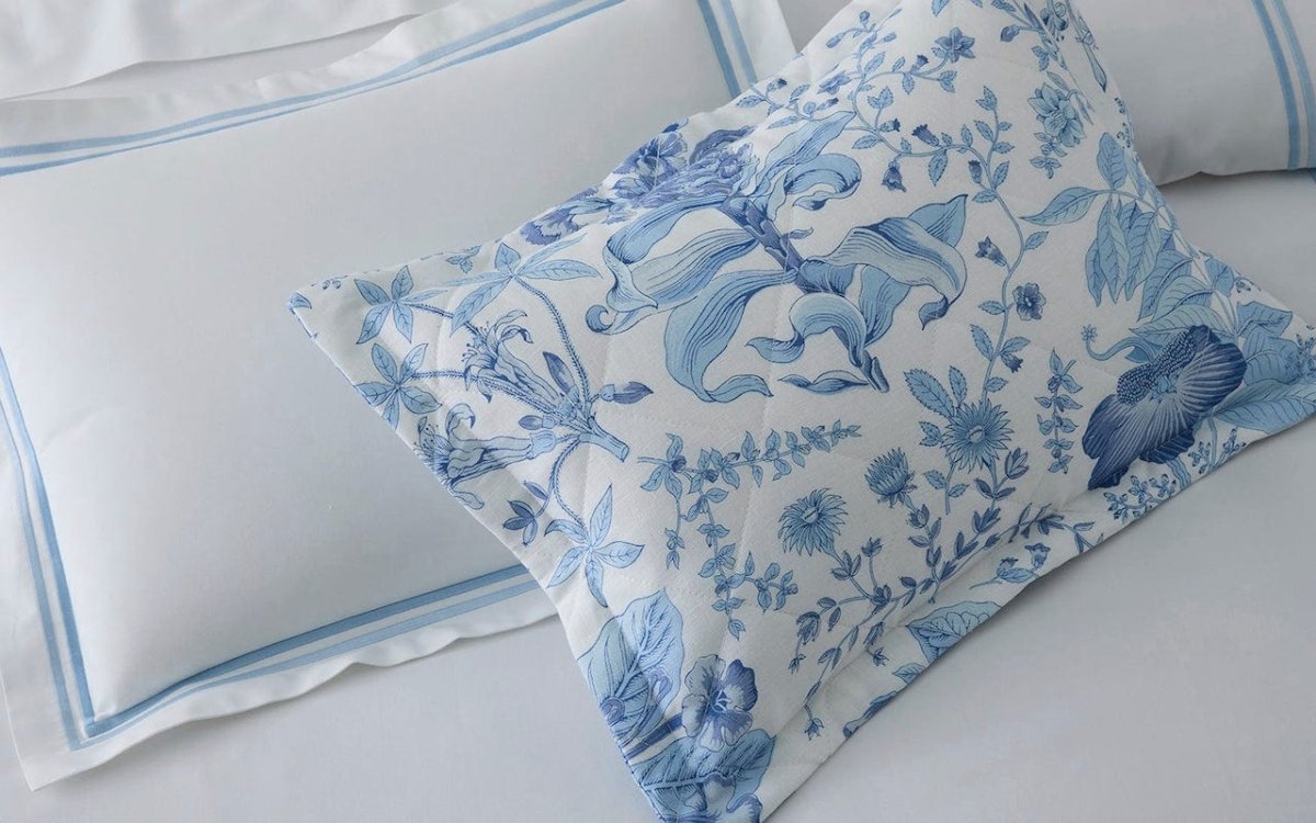 Boudoir Sham - Matouk Schumacher Pomegranate Linen Porcelain Blue at Fig Linens and Home Westport CT