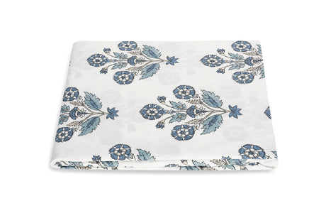 Matouk Schumacher Dalila Mineral Blue Fitted Sheets | Cotton Percale Bedding at Fig Linens and Home