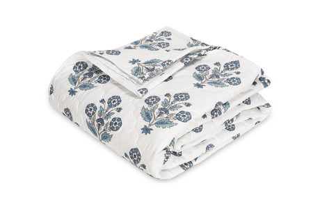 Dalila Quilted Coverlet in Mineral Blue | Matouk Schumacher at Fig Linens and Home
