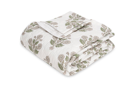 Dalila Quilted Coverlet in Pebble | Matouk Schumacher at Fig Linens and Home