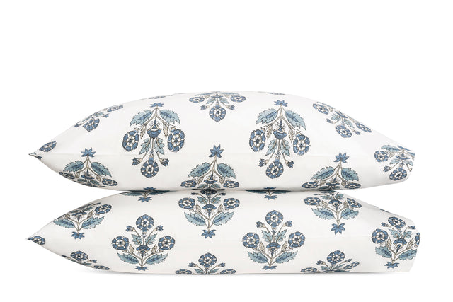 Dalila Mineral Blue Pillowcases | Matouk Schumacher at Fig Linens and Home