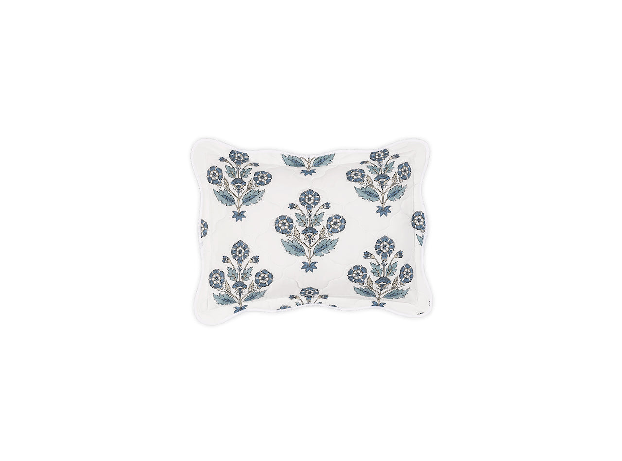 Dalila Quilted Mineral Blue Boudoir Pillow Sham | Matouk Schumacher at Fig Linens and Home