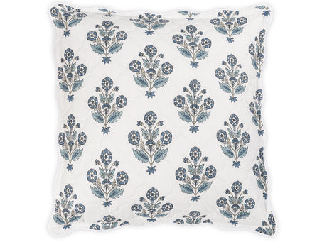 Dalila Quilted Mineral Blue European Square Pillow Sham | Matouk Schumacher at Fig Linens and Home