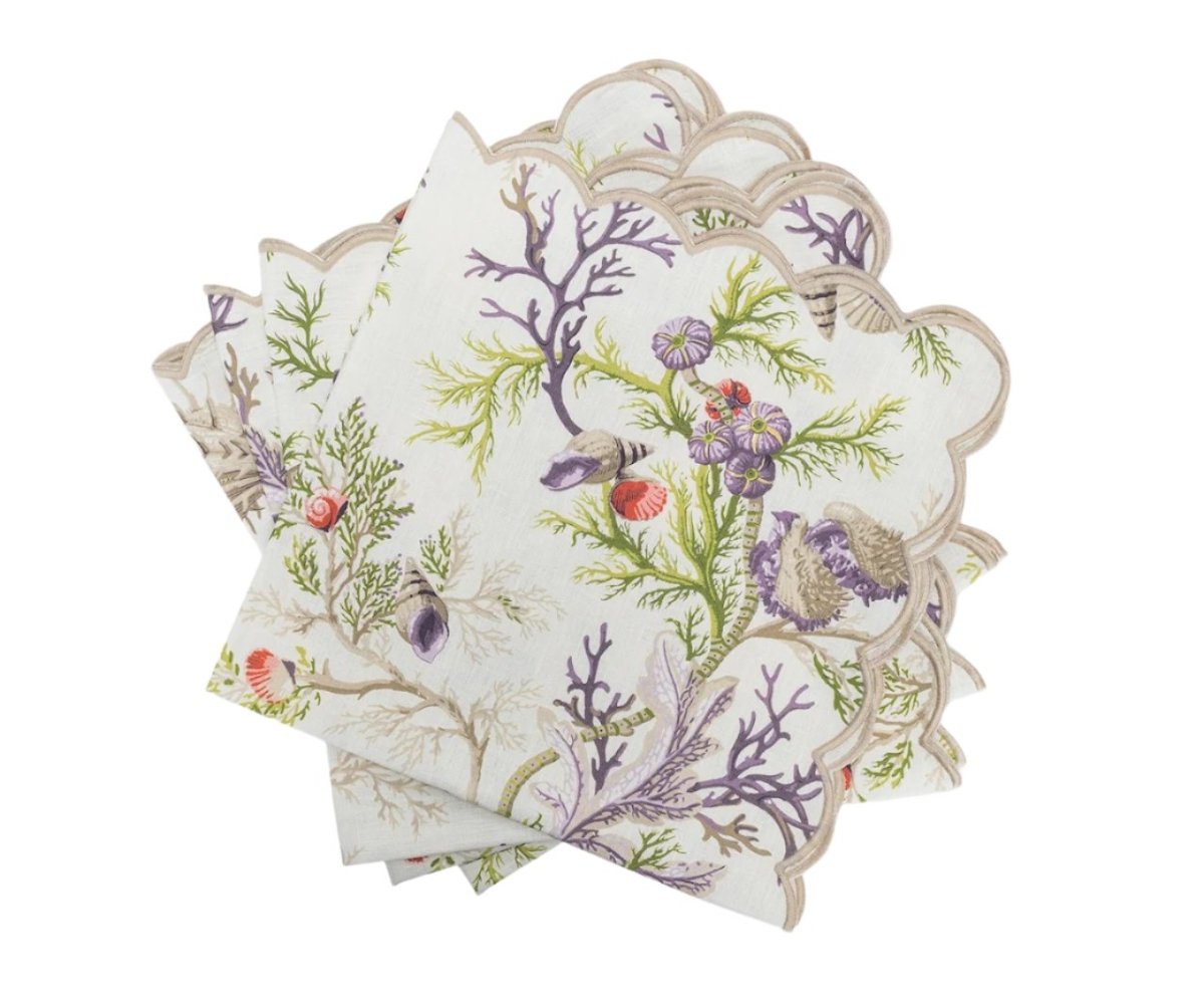 Cloth Napkins - Matouk Schumacher Del Tesoro Sea Orchid Table Linens at Fig Linens and Home