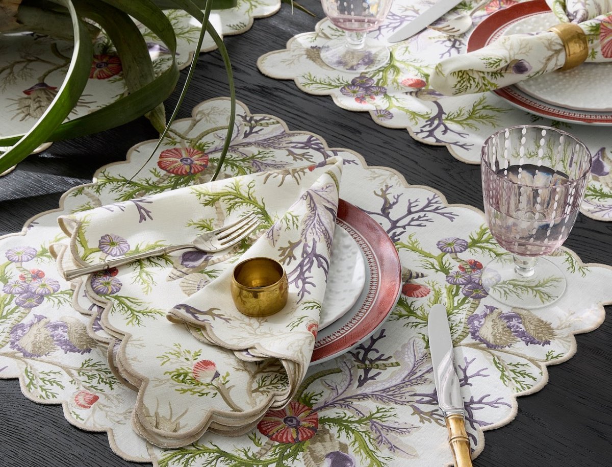 Cloth Napkins - Matouk Schumacher Del Tesoro Sea Orchid Napkins at Fig Linens and Home 1