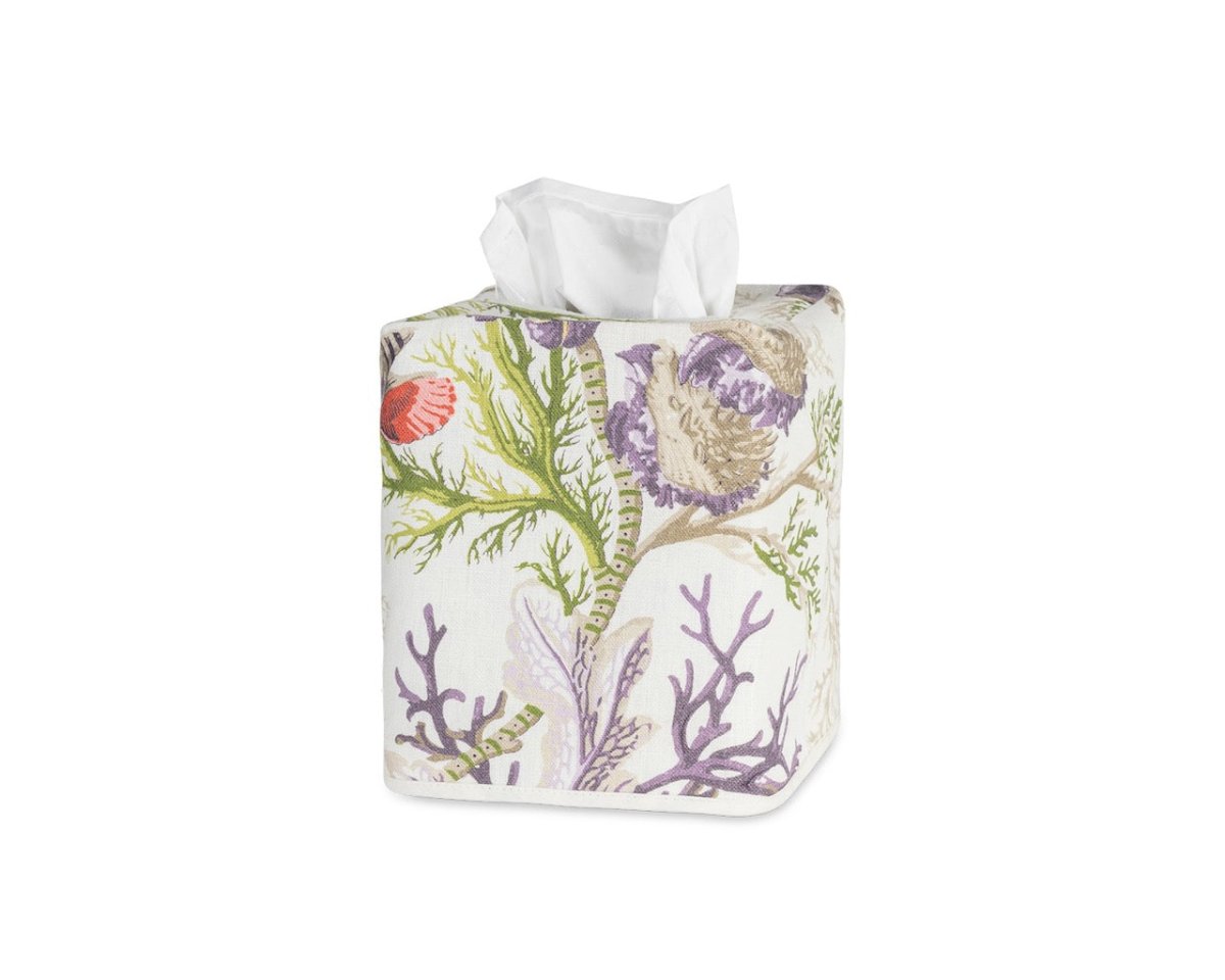 Del Tesoro Sea Orchid Linen Tissue Box Cover at Fig Linens and Home | Bathroom Accessories