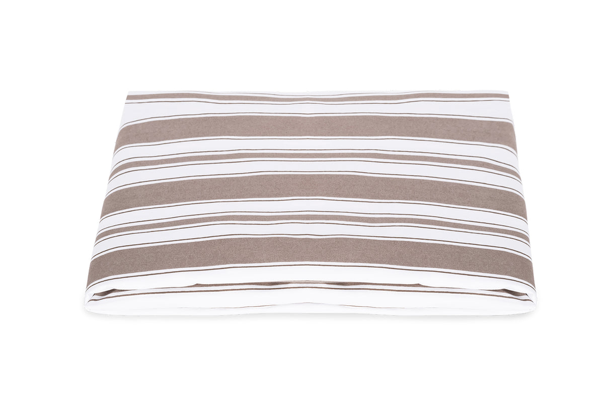 Fitted Sheet - Elio Stripe Bedding in Mocha | Matouk Schumacher at Fig Linens and Home