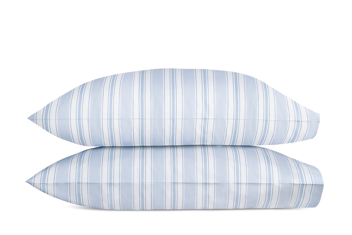 Pillowcases - Elio Stripe Bedding in Blue | Matouk Schumacher at Fig Linens and Home