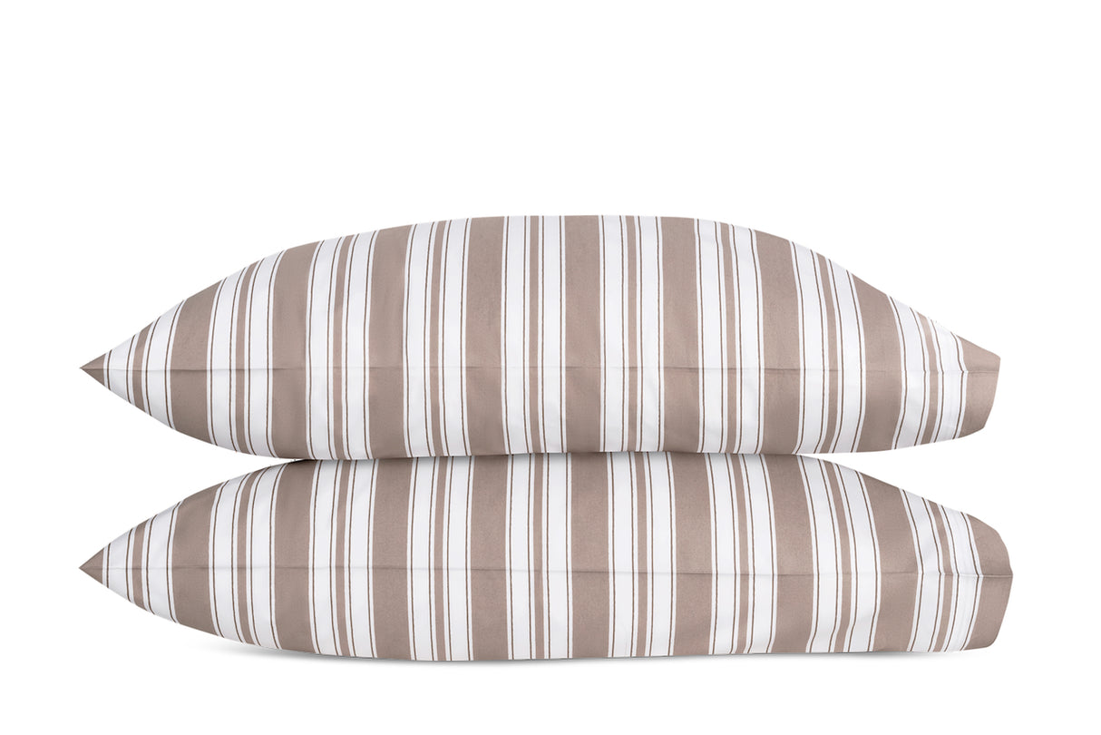 Pilowcases - Elio Stripe Bedding in Mocha | Matouk Schumacher at Fig Linens and Home