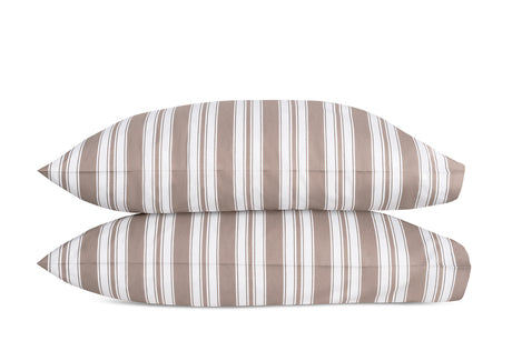 Pilowcases - Elio Stripe Bedding in Mocha | Matouk Schumacher at Fig Linens and Home