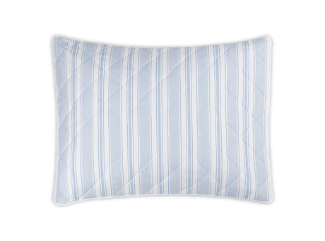 Quilted Sham - Matouk Schumacher Quilted Elio Stripe in Blue at Fig Linens and Home