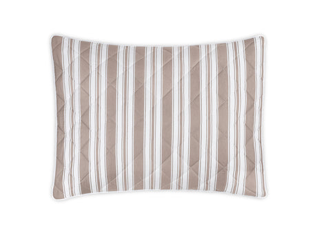 Quilted Sham - Matouk Schumacher Quilted Elio Stripe in Mocha at Fig Linens and Home
