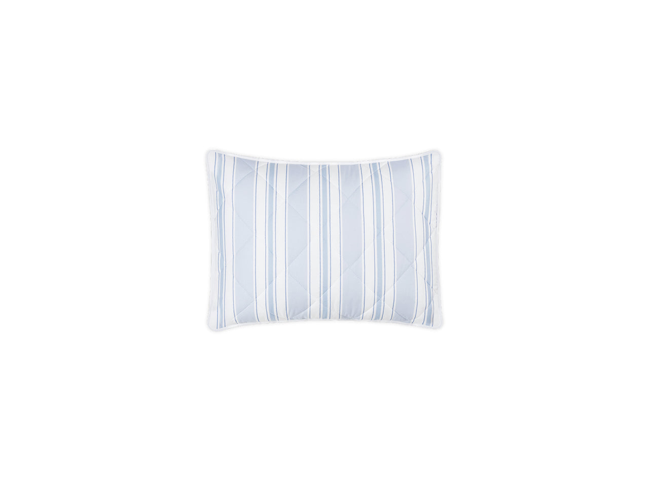 Quilted Boudoir Sham - Matouk Schumacher Quilted Elio Stripe in Blue at Fig Linens and Home