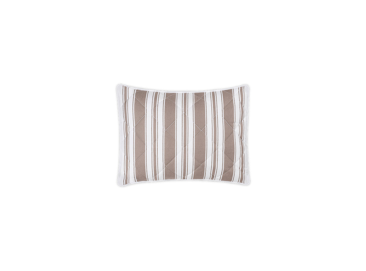 Quilted Boudoir Sham - Matouk Schumacher Quilted Elio Stripe in Mocha at Fig Linens and Home