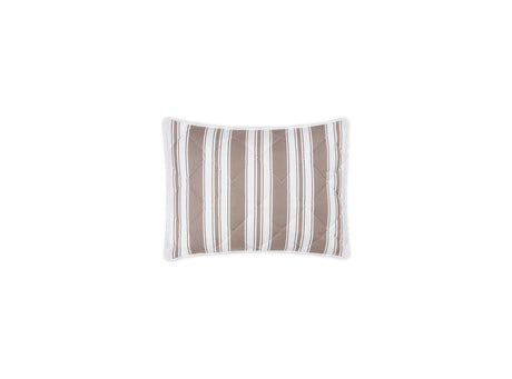 Quilted Boudoir Sham - Matouk Schumacher Quilted Elio Stripe in Mocha at Fig Linens and Home