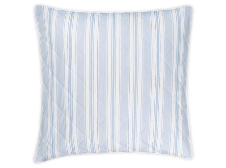 Quilted Euro Sham - Matouk Schumacher Quilted Elio Stripe in Blue at Fig Linens and Home