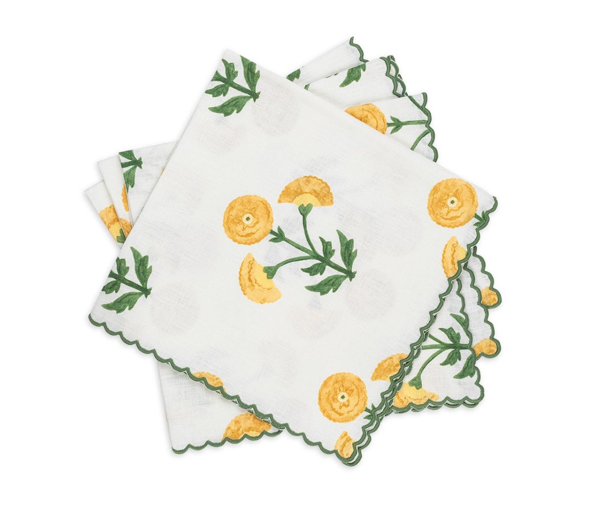 Cloth Napkins - Matouk Schumacher Gisele Marigold Yellow Table Linens at Fig Linens and Home