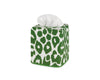Tissue Box Cover - Matouk Schumacher Iconic Leopard Tissue Covers in Green at Fig Linens and Home