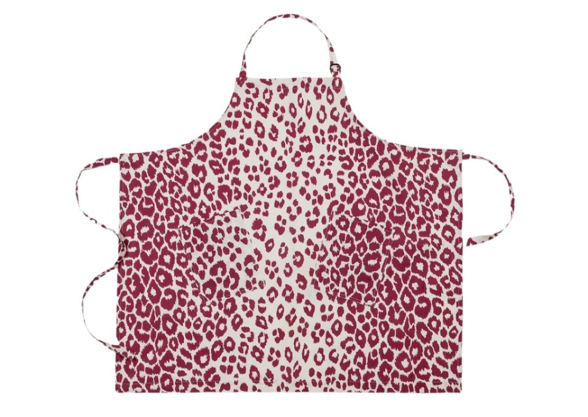 Matouk Iconic Leopard Crimson Apron by Matouk Schumacher - One Size Crimson at FIG LINENS AND HOME - 1