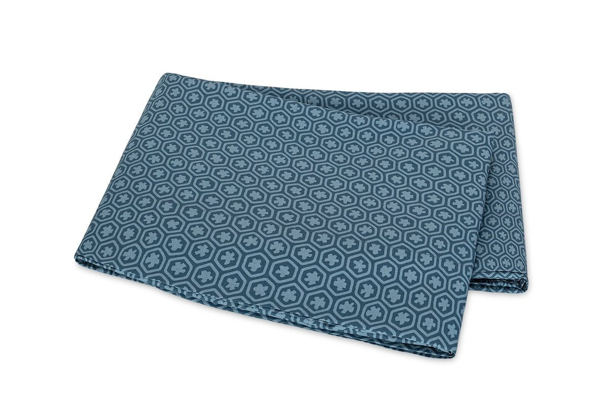 Matouk Schumacher Levi Flat Sheet Prussian Blue at Fig Linens and Home