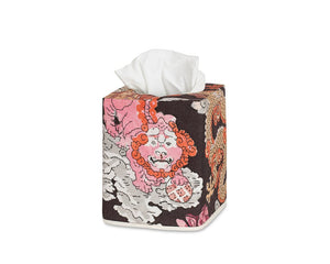 Magic Mountain Tissue Box Covers in Chocolate Brown and Persimmon - Matouk Bathroom Accessories