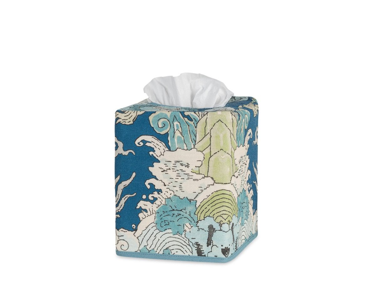 Magic Mountain Tissue Box Covers in Aquarius Blue - Matouk Bathroom Accessories