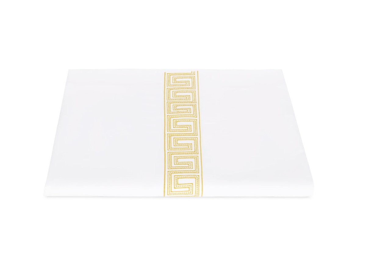 Duvet Cover - Ophelia Lemon Yellow Bedding by Matouk Schumacher - Greek Key Embroidery