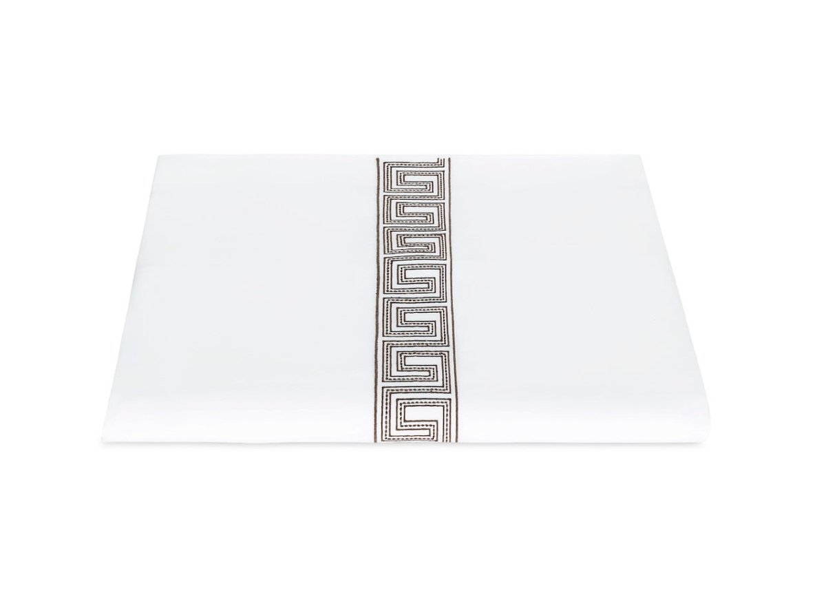 Duvet Cover - Ophelia Mocha Bedding by Matouk Schumacher - Greek Key Embroidery