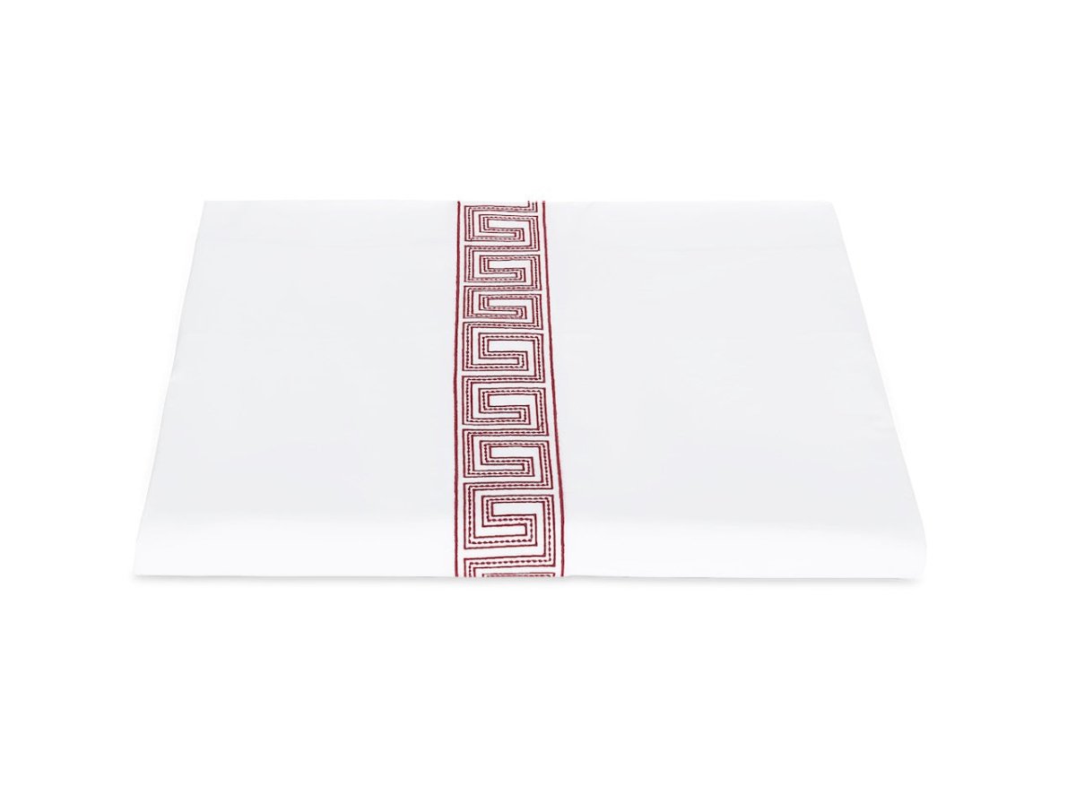 Duvet Cover - Ophelia Red Bedding by Matouk Schumacher - Greek Key Embroidery