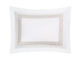 Pillow Sham - Ophelia Dune Bedding by Matouk Schumacher - Greek Key Embroidery