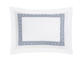 Pillow Sham - Ophelia Indigo Blue Bedding by Matouk Schumacher - Greek Key Embroidery