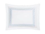 Pillow Sham - Ophelia Light Blue Bedding by Matouk Schumacher - Greek Key Embroidery