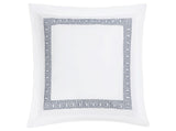 Euro Square Sham - Ophelia Indigo Blue Bedding by Matouk Schumacher - Greek Key Embroidery