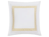 Euro Square Sham - Ophelia Lemon Yellow Bedding by Matouk Schumacher - Greek Key Embroidery
