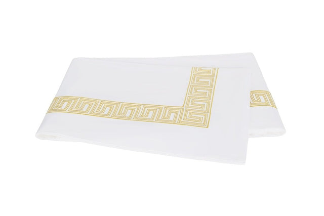 Flat Sheet - Ophelia Lemon Yellow Bedding by Matouk Schumacher - Greek Key Embroidery