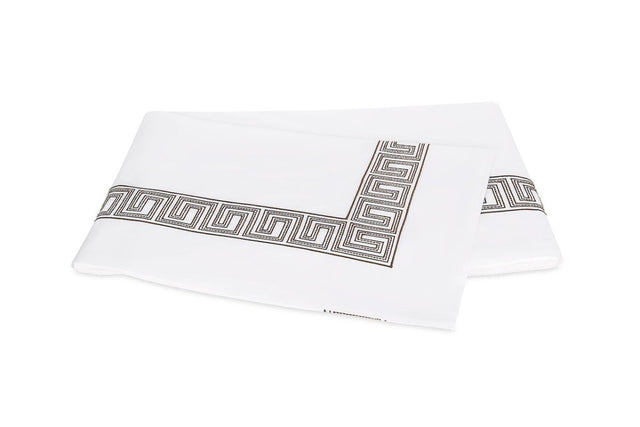 Flat Sheet - Ophelia Mocha Bedding by Matouk Schumacher - Greek Key Embroidery