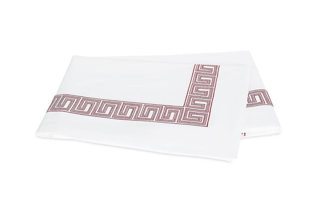 Flat Sheet - Ophelia Red Bedding by Matouk Schumacher - Greek Key Embroidery