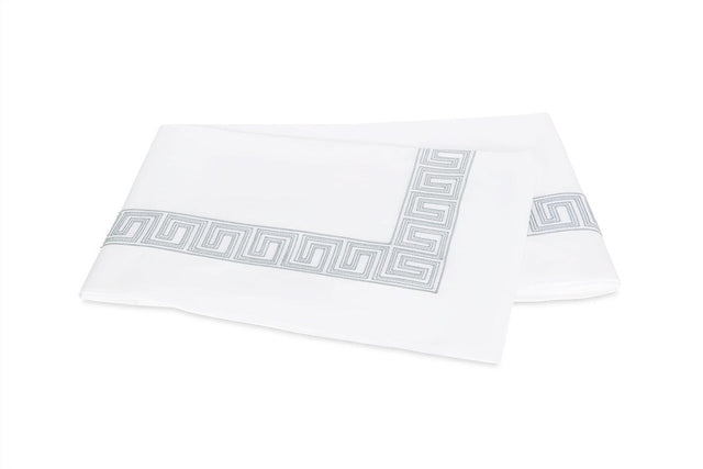 Flat Sheet - Ophelia Silver Bedding by Matouk Schumacher - Greek Key Embroidery