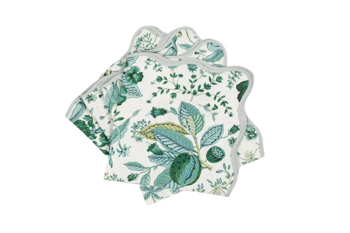 Linen Napkins - Pomegranate Emerald Green Cloth Napkins | Matouk Schumacher at Fig Linens and Home