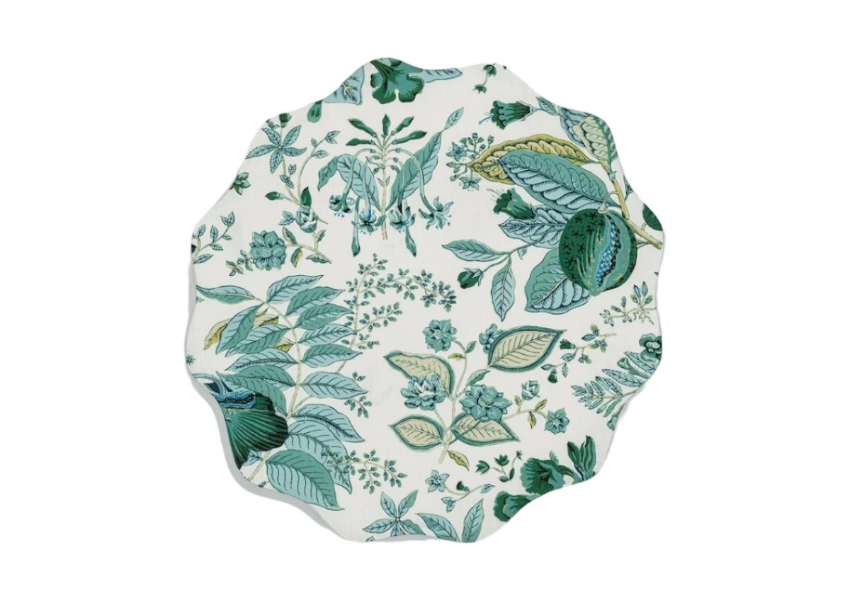 Round Placemat - Pomegranate Emerald Green Placemats - Matouk Schumacher at Fig Linens and Home