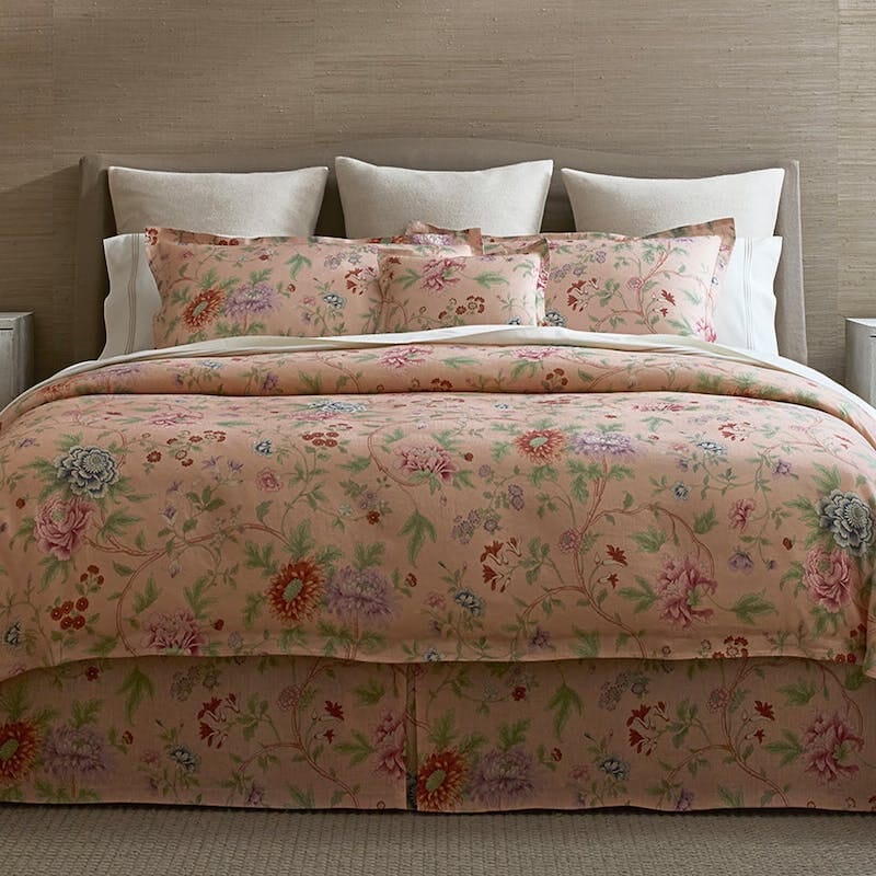Simone Apricot Duvet Covers and Bed Sheets - Matouk Schumacher 100% Linen Bedding