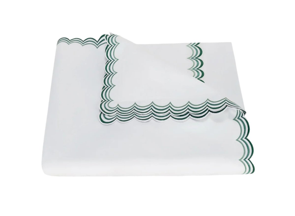 Matouk Stella Full/Queen Duvet Cover 90 x 96, 2" flange Green | Fig Linens and Home 
