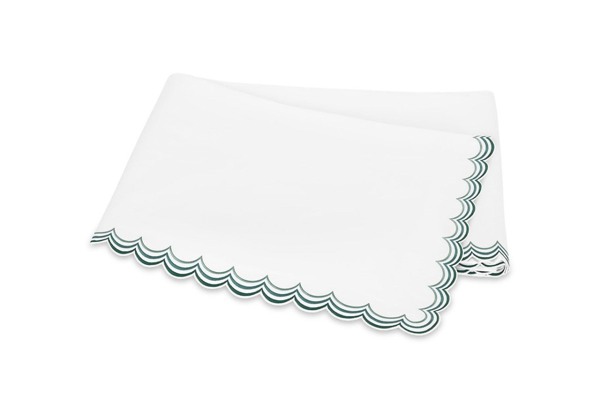 Matouk Stella Full/Queen Flat 96 x 112 Green | Fig Linens and Home 