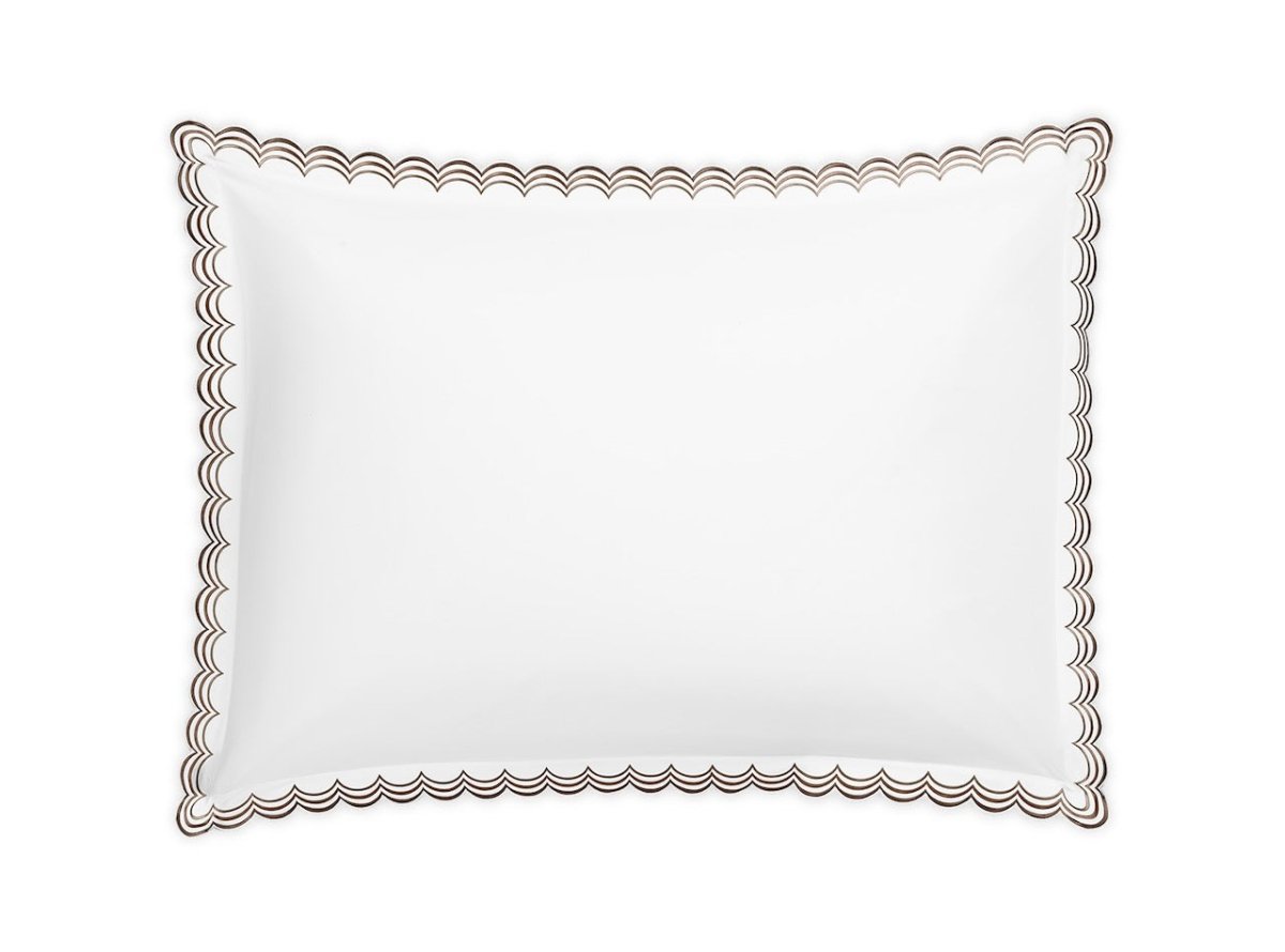 Matouk Stella Standard Sham 21 x 27, 2" flange Mocha | Fig Linens and Home 