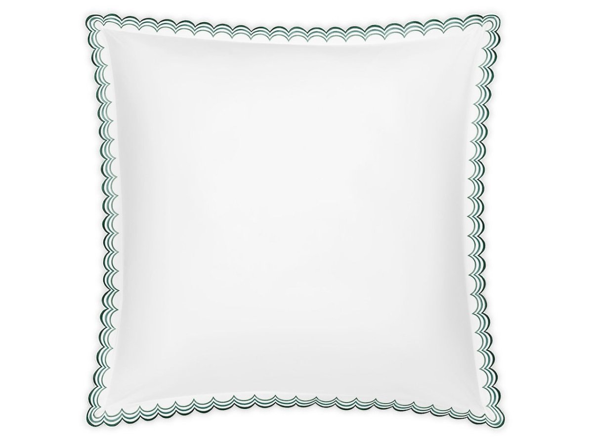 Matouk Stella Euro Sham 27 x 27, 2" flange Green | Fig Linens and Home 