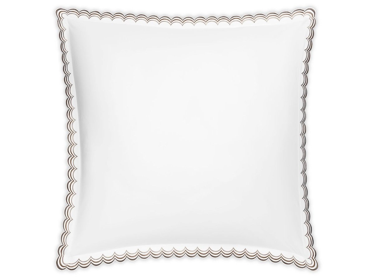 Matouk Stella Euro Sham 27 x 27, 2" flange Mocha | Fig Linens and Home 