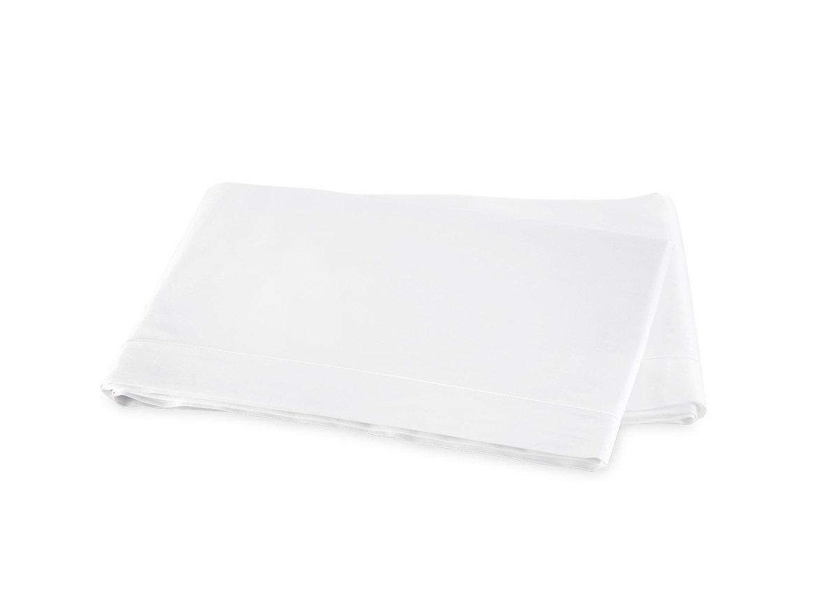 Matouk Flat Sheet - Talita Satin Stitch White - Giza Cotton Bedding at Fig Linens and Home