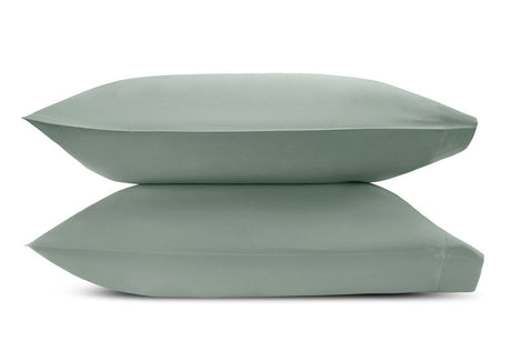 Matouk Pillowcases - Talita Satin Stitch Celadon Green - Giza Cotton Bedding at Fig Linens and Home